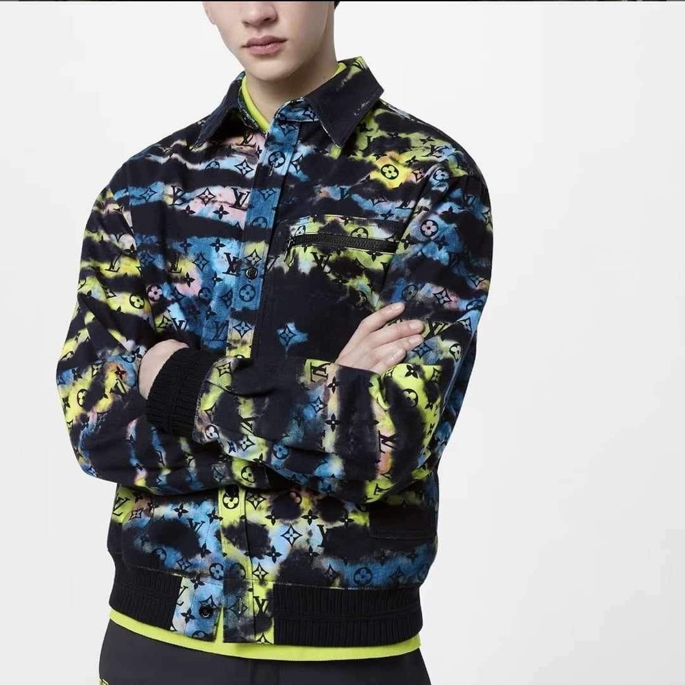 Louis Vuitton Printed Monogram Tie-Dye Denim Shirt Men's